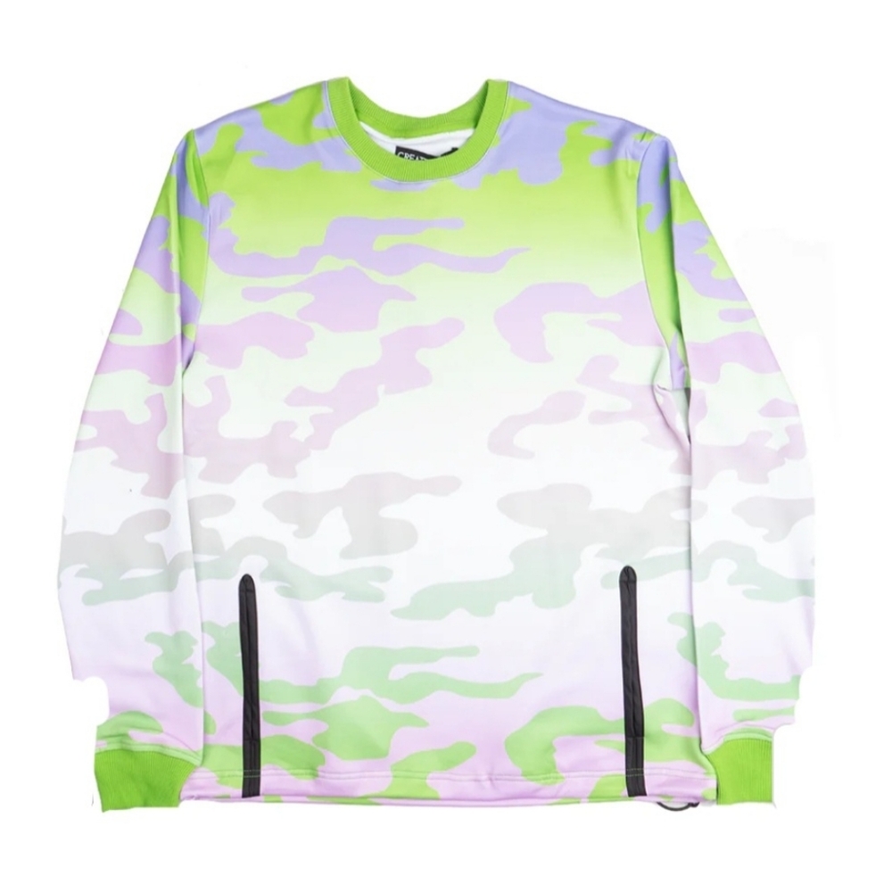 Create 2mrw Lime Camo Pullover Crewneck